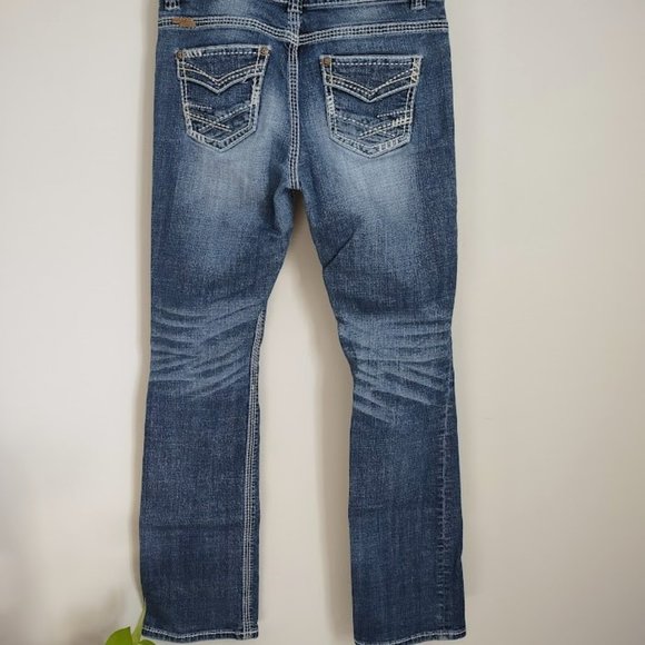 Rock & Roll Cowgirl Jeans Low Rise Med Wash Embroidery Detail - Picture 12 of 13